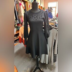 Express Black Long Sleeve Dress with Cutout Details